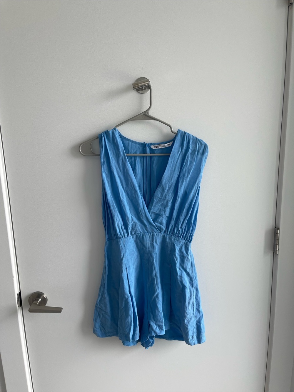 Zara Blue V-Neck One-Piece Romper